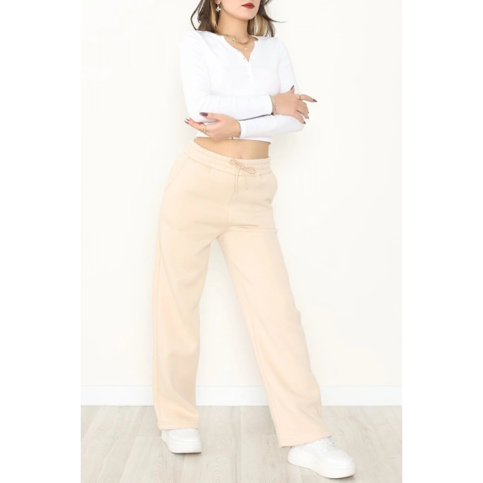 Palazzo 3 İplik Eşofman Altı Bej - 6000.1247.