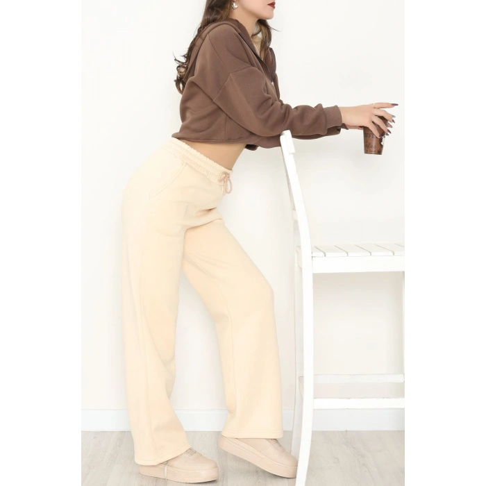 Palazzo 3 İplik Eşofman Altı Bej2 - 6000.1247.