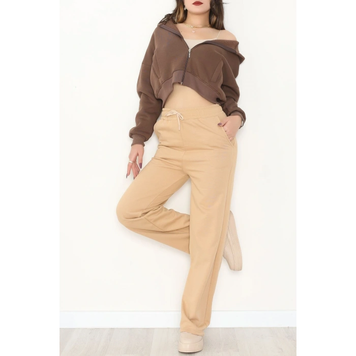 Palazzo 3 İplik Eşofman Altı Camel - 6000.1247.