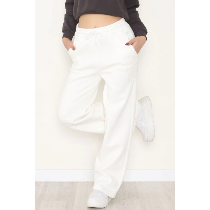 Palazzo 3 İplik Eşofman Altı Ekru - 6000.1247.