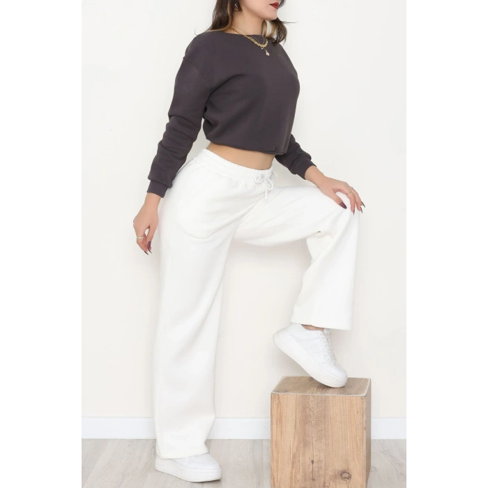 Palazzo 3 İplik Eşofman Altı Ekru - 6000.1247.