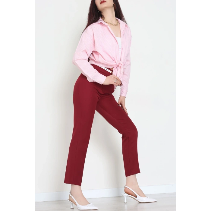 Pamuk Polyester Çizgili Oversize Gömlek Pembe - 51052.147.