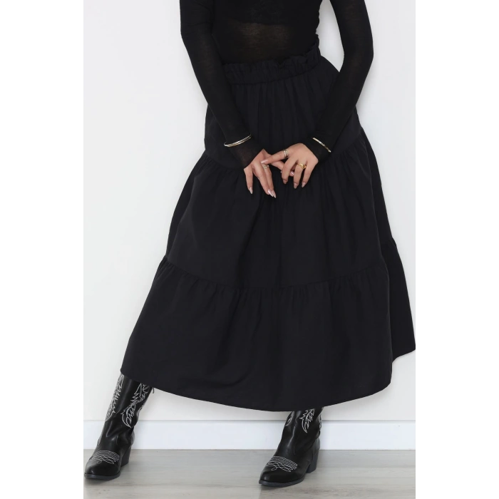 Pamuklu Dokuma Çingene Etek Siyah - 51058.1837.