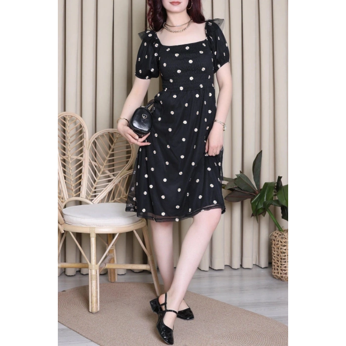 Papatya Detay Elbise Siyah - 71598.155.