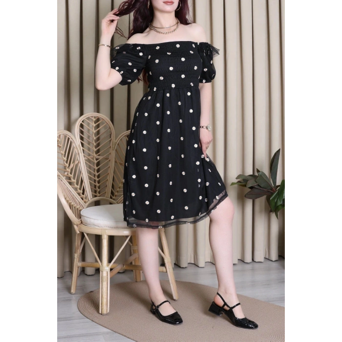 Papatya Detay Elbise Siyah - 71598.155.