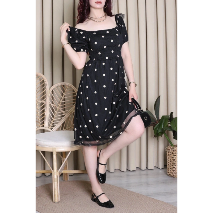 Papatya Detay Elbise Siyah - 71598.155.