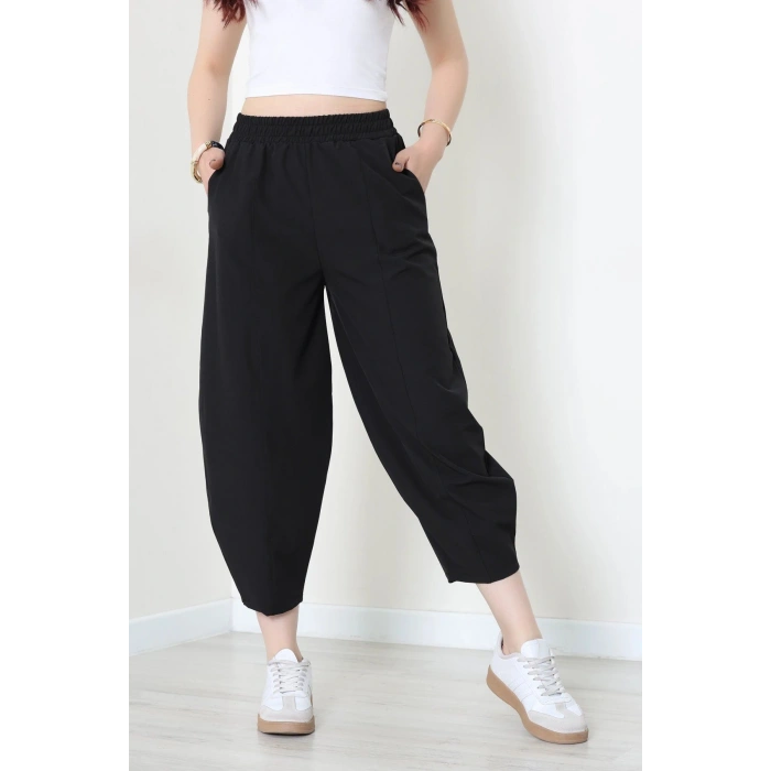 Paraşüt Kumaş Çımalı Şalvar Pantolon Siyah - 71180.1837.