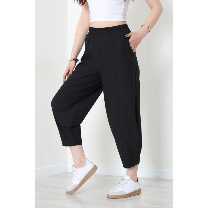 Paraşüt Kumaş Çımalı Şalvar Pantolon Siyah - 71180.1837.