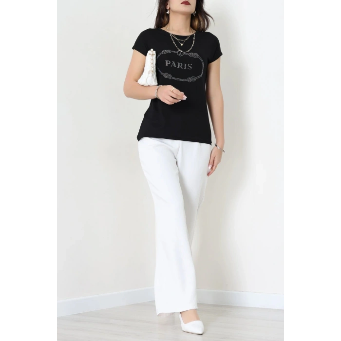 Paris İşlemeli Bluz Siyah - 43985.599.