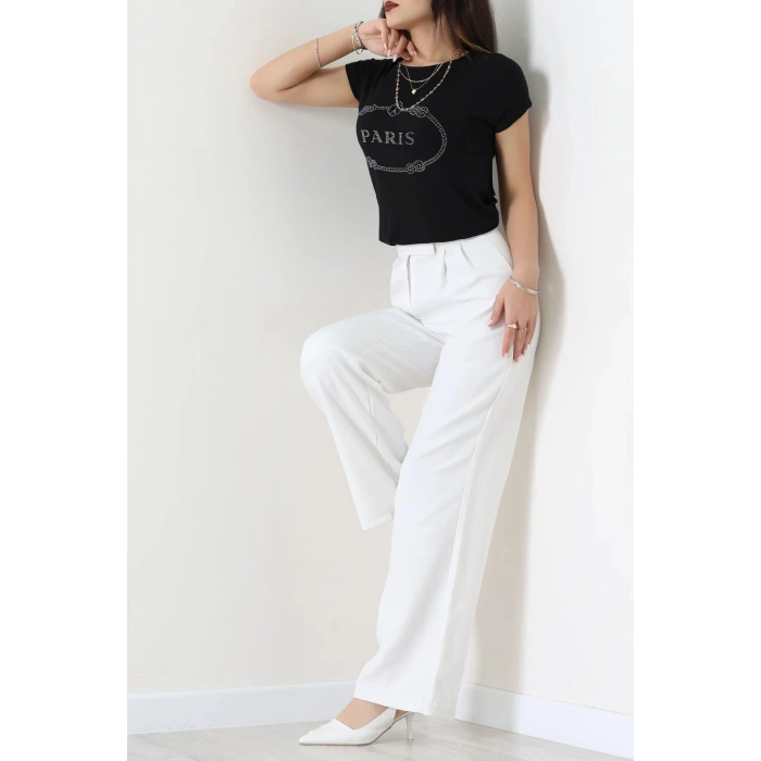 Paris İşlemeli Bluz Siyah - 43985.599.