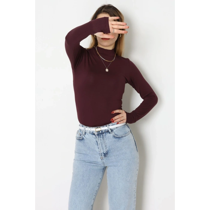 Parmak Geçmeli Bluz Mürdüm - 21756.200.