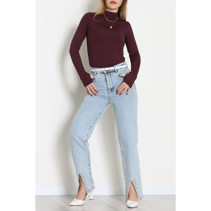 Parmak Geçmeli Bluz Mürdüm - 21756.200.