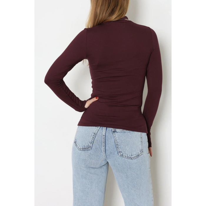 Parmak Geçmeli Bluz Mürdüm - 21756.200.