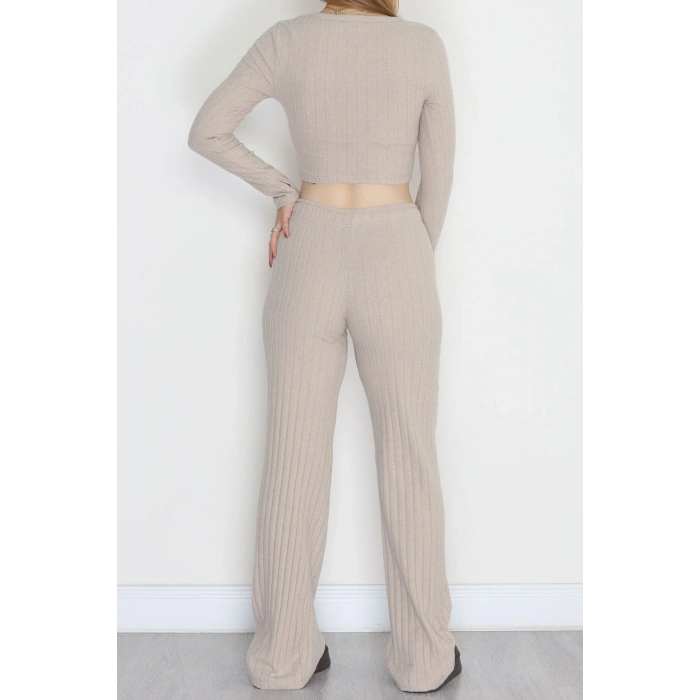 Parmak Geçmeli İnterlok Fitilli Takım Bej - 90959.1748.