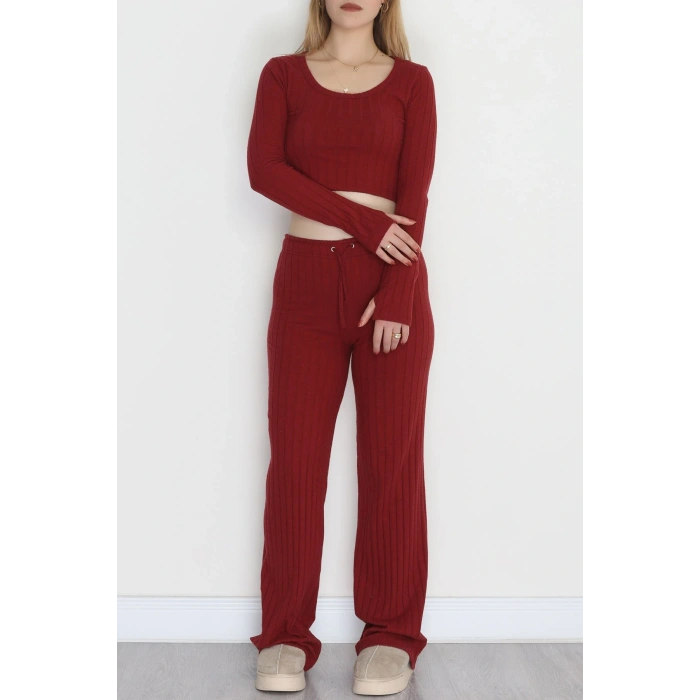 Parmak Geçmeli İnterlok Fitilli Takım Bordo - 90959.1748.