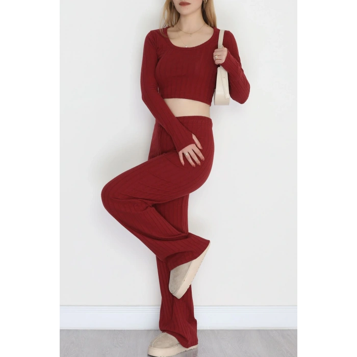 Parmak Geçmeli İnterlok Fitilli Takım Bordo - 90959.1748.