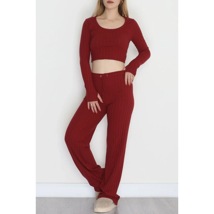 Parmak Geçmeli İnterlok Fitilli Takım Bordo - 90959.1748.