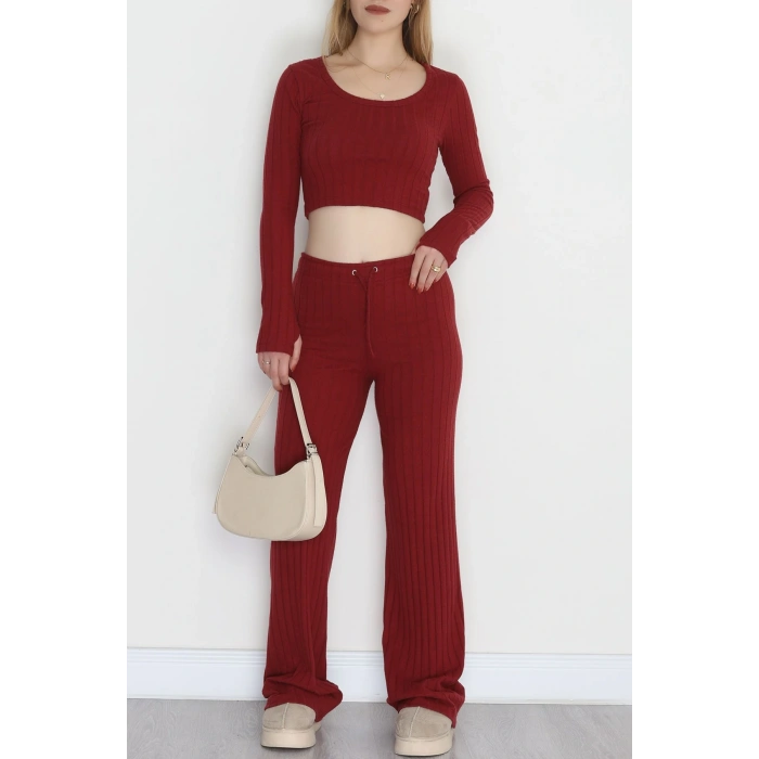 Parmak Geçmeli İnterlok Fitilli Takım Bordo - 90959.1748.