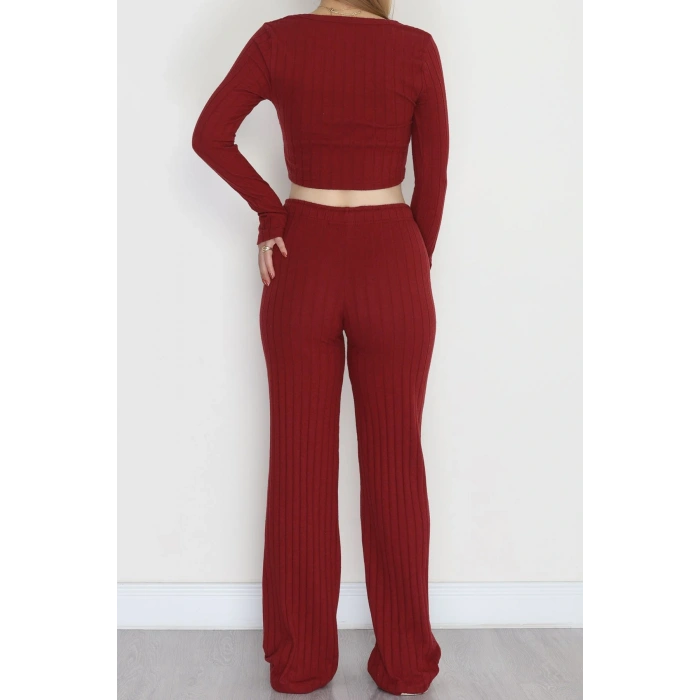 Parmak Geçmeli İnterlok Fitilli Takım Bordo - 90959.1748.