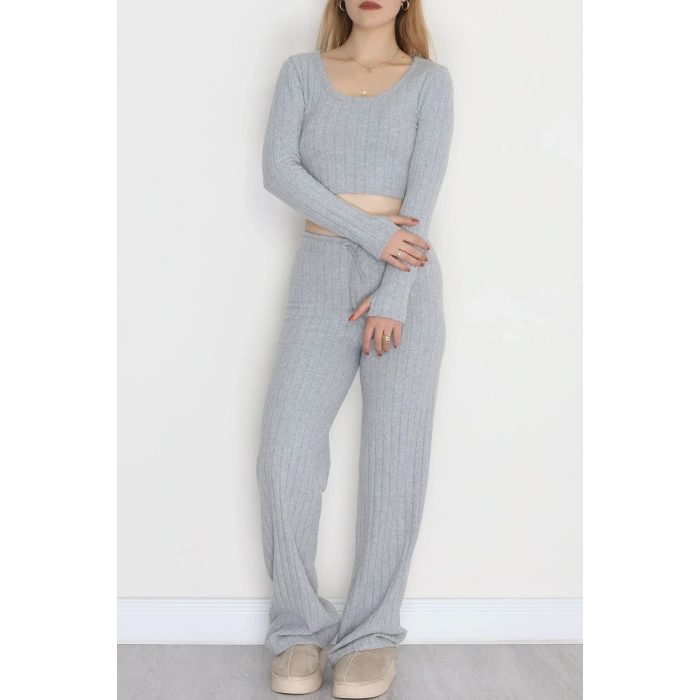 Parmak Geçmeli İnterlok Fitilli Takım Gri - 90959.1748.