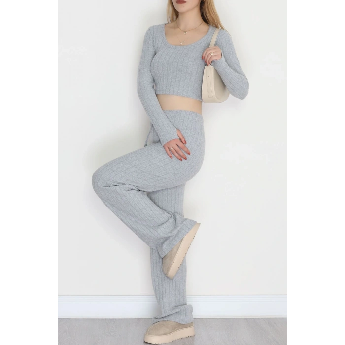 Parmak Geçmeli İnterlok Fitilli Takım Gri - 90959.1748.