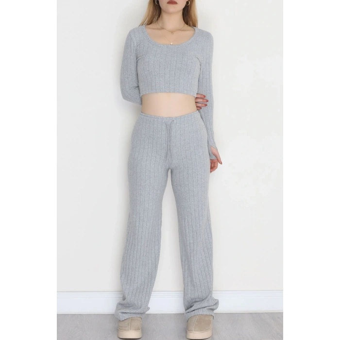 Parmak Geçmeli İnterlok Fitilli Takım Gri - 90959.1748.