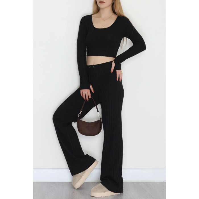 Parmak Geçmeli İnterlok Fitilli Takım Siyah - 90959.1748.