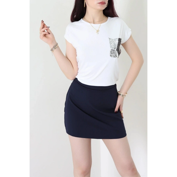 Payet Detaylı Bluz Beyaz - 44001.599.