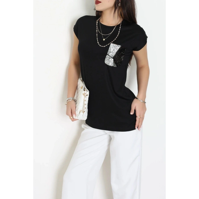 Payet Detaylı Bluz Siyah - 44001.599.