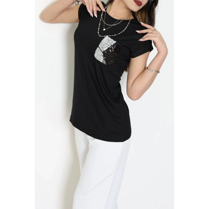 Payet Detaylı Bluz Siyah - 44001.599.