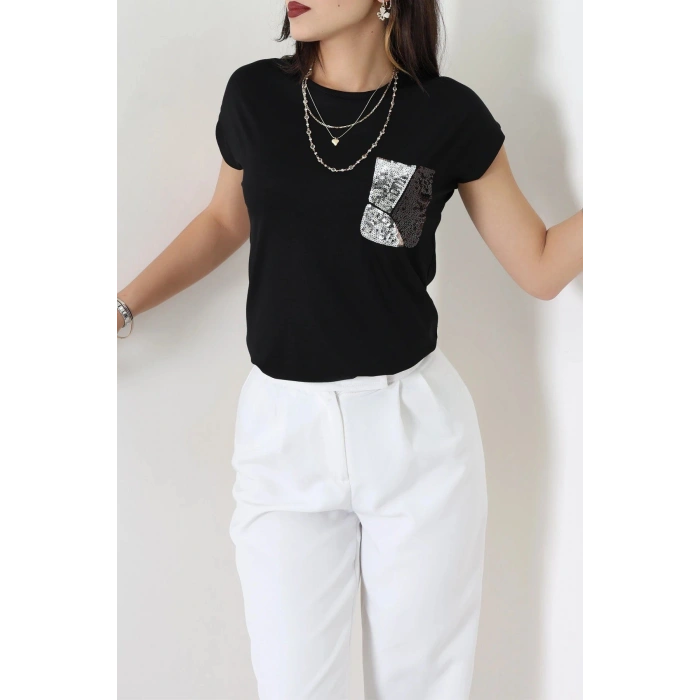 Payet Detaylı Bluz Siyah - 44001.599.