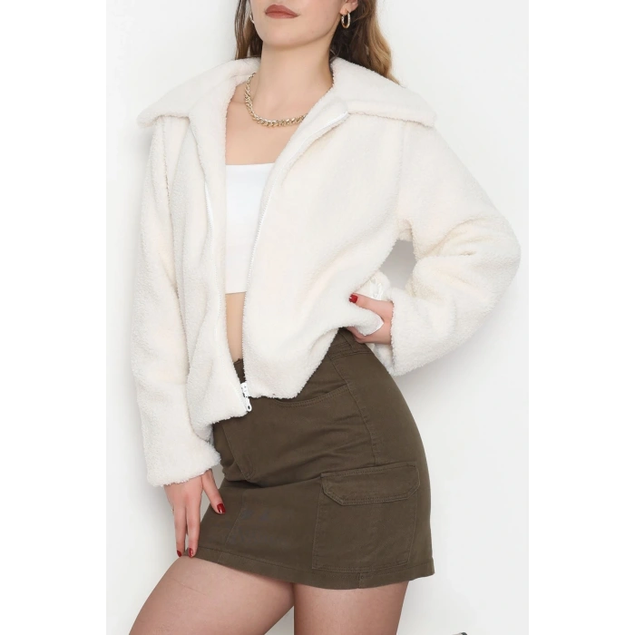 Peluş Astarlı Mont Ekru - 42696.1247.