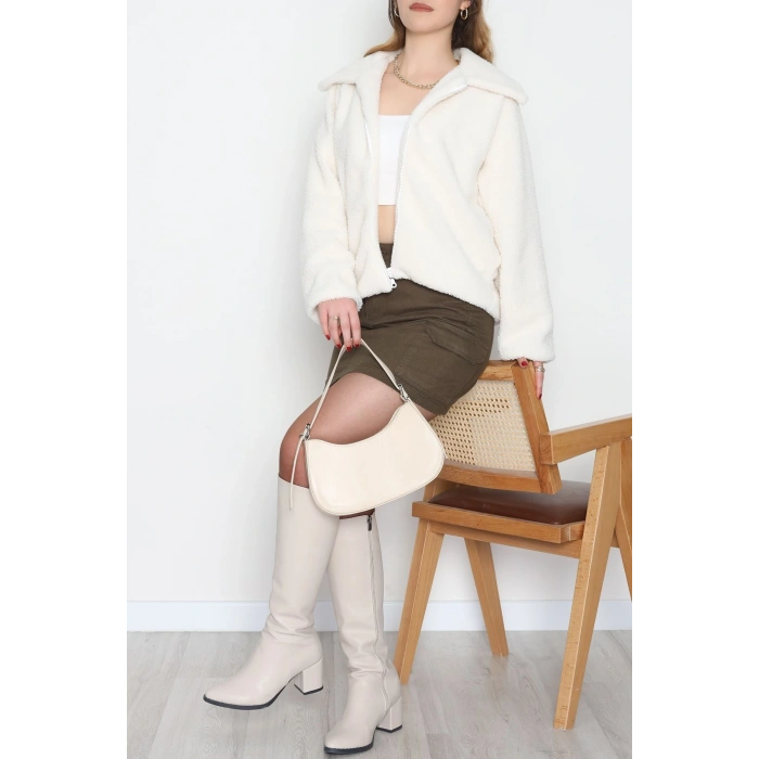 Peluş Astarlı Mont Ekru - 42696.1247.