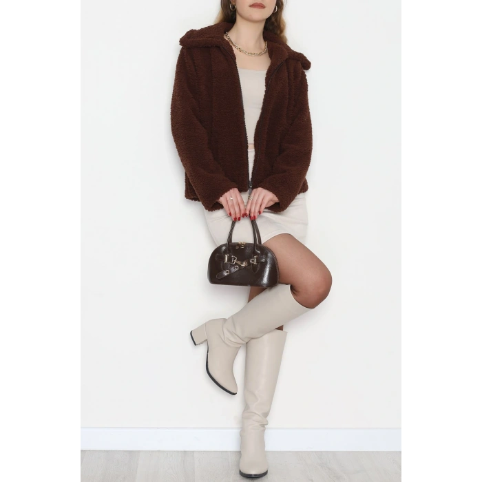 Peluş Astarlı Mont Kahverengi - 42696.1247.