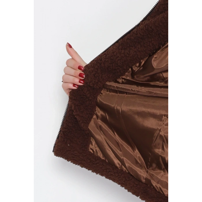 Peluş Astarlı Mont Kahverengi - 42696.1247.