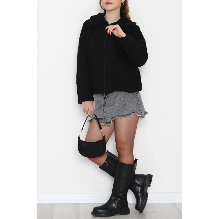 Peluş Astarlı Mont Siyah - 42696.1247.