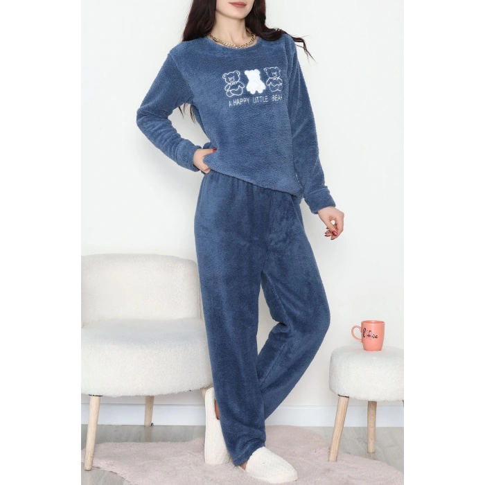 Peluş Pijama Takımı İndigo - 52107.1961.