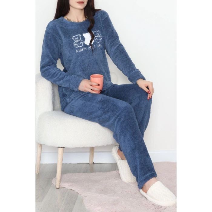 Peluş Pijama Takımı İndigo - 52107.1961.