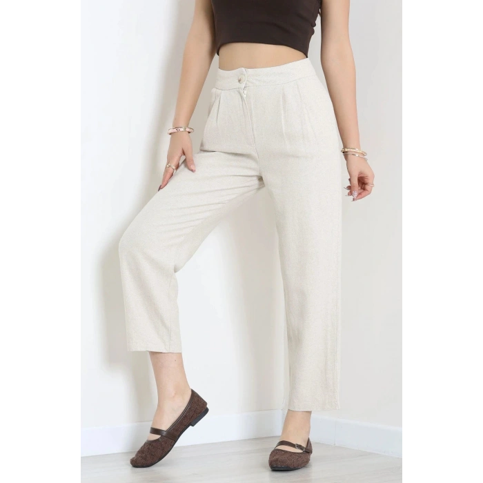Pensli Keten Pantolon Taş - 7792.1437.