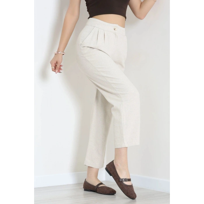 Pensli Keten Pantolon Taş - 7792.1437.
