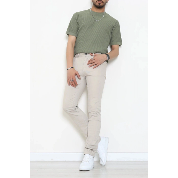 Petek Örgü Triko Tişört Haki - 71593.2167.