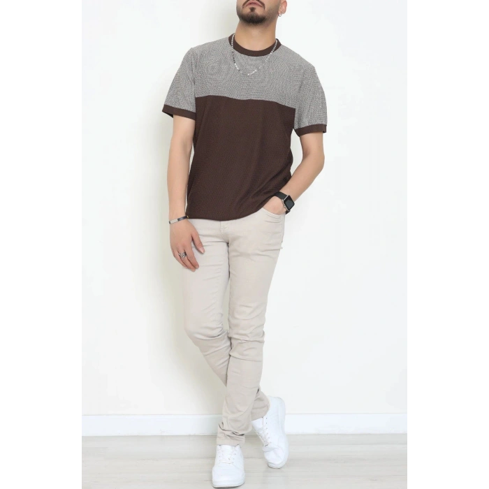 Petek Örgü Triko Tişört Kahvebej - 71594.2167.
