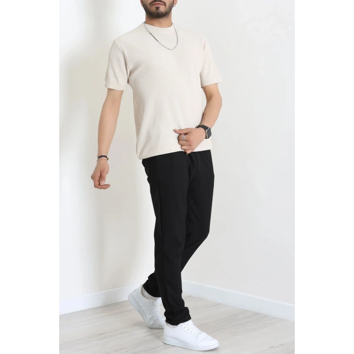 Petek Örgü Triko Tişört Krem - 71593.2167.