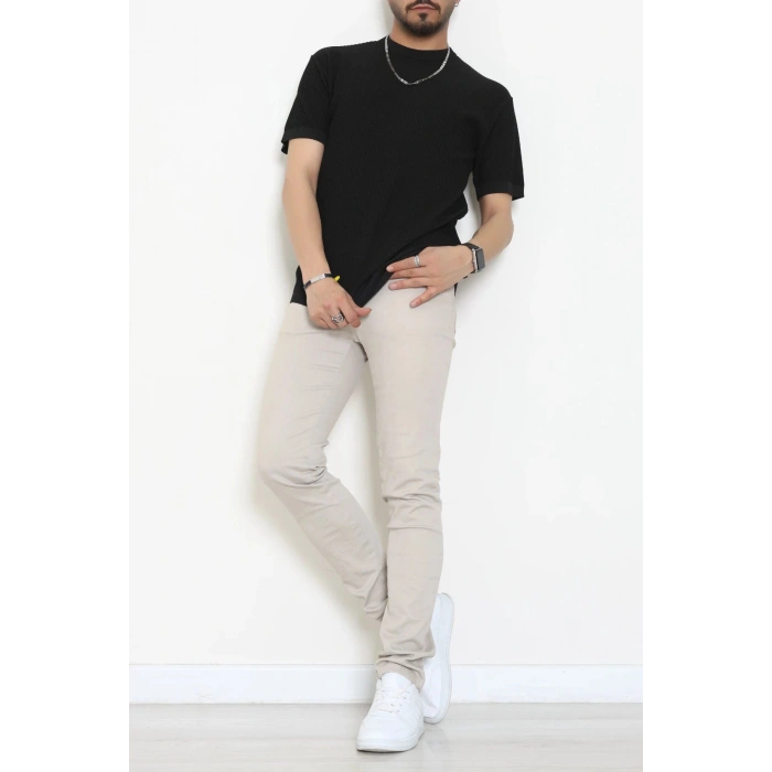 Petek Örgü Triko Tişört Siyah - 71593.2167.