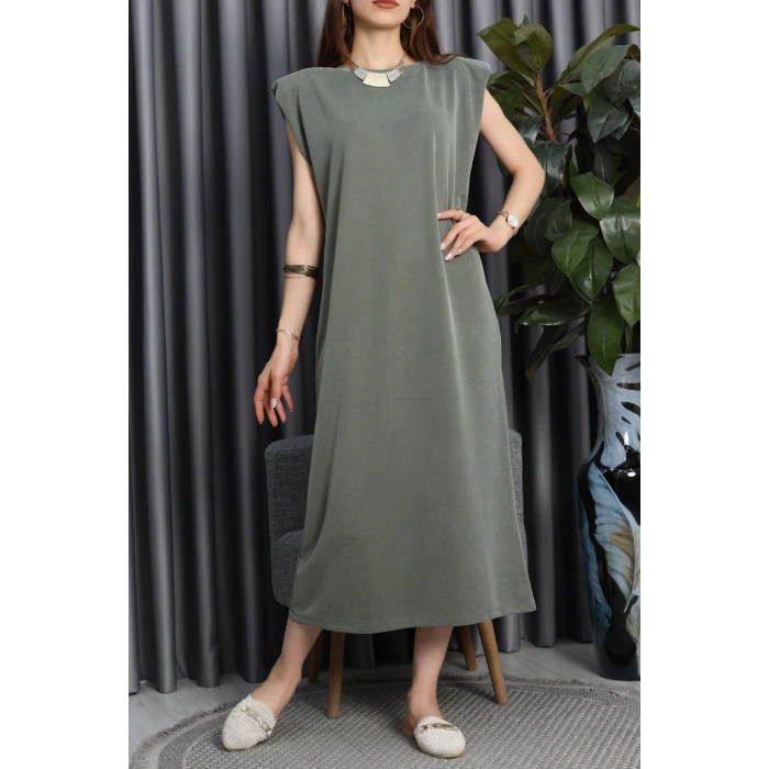 Pike Modal Vatkalı Elbise Haki - 90066.1758.