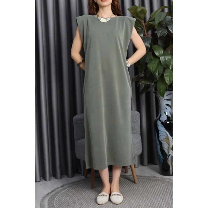 Pike Modal Vatkalı Elbise Haki - 90066.1758.