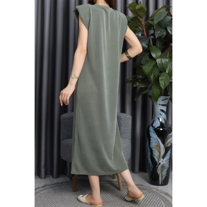 Pike Modal Vatkalı Elbise Haki - 90066.1758.