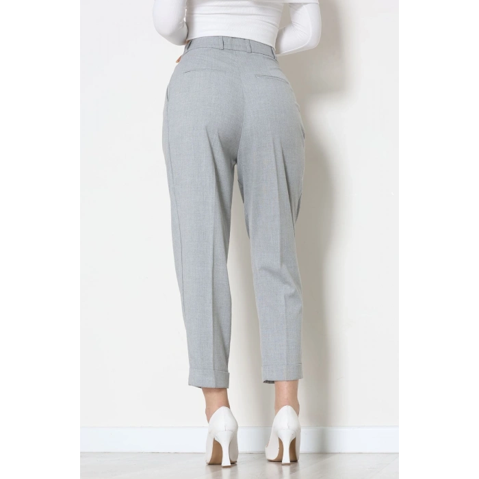 Pileli Baggy Poliviskon Pantolon Gri - 51089.1995.