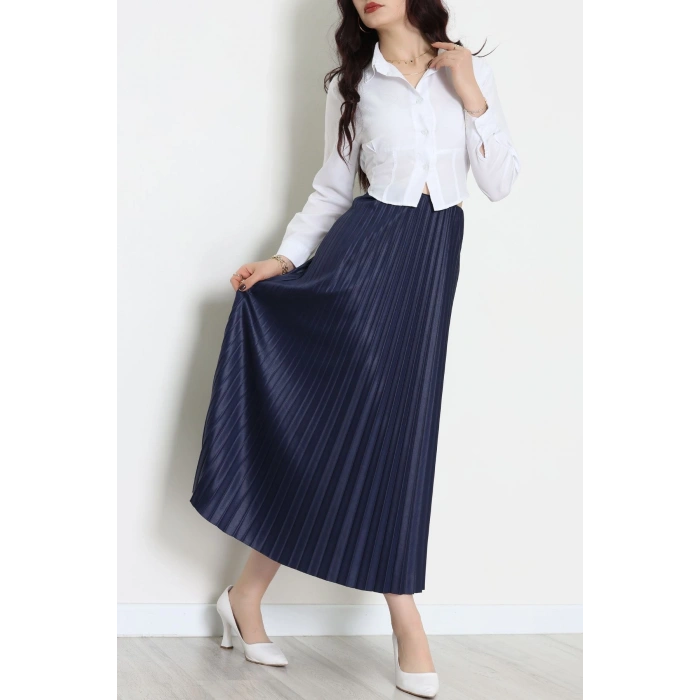 Pileli Etek Lacivert - 52207.1005.