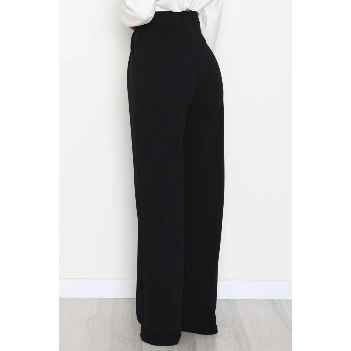 Pileli Palazzo Pantolon Siyah - 51047.1999.